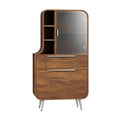 Moderne houten kast met glazen deur en open vakken
