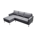 Moderne grijze L-vormige bank met uitschuifbare chaise longue