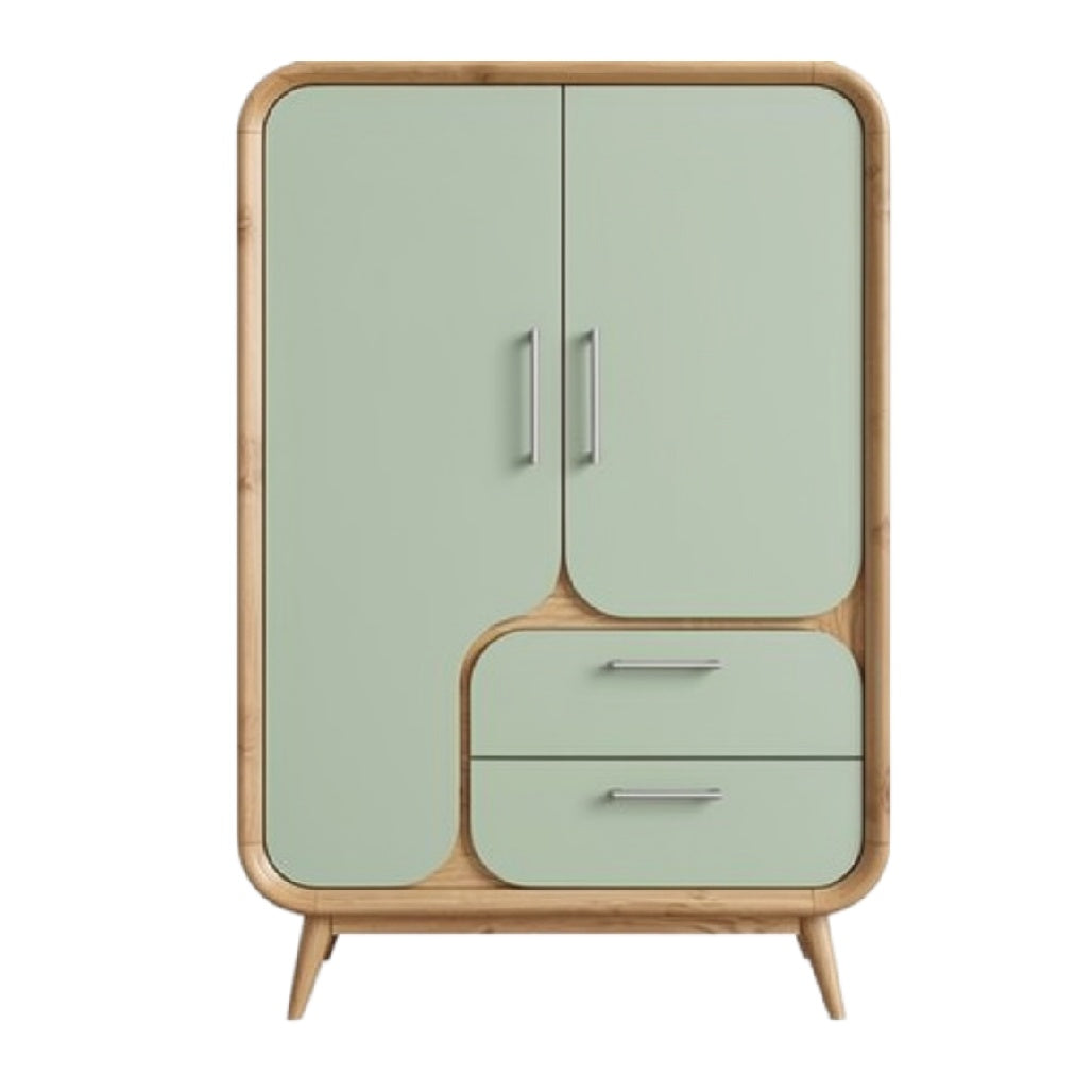 Titel: "Moderne groene kast met bamboe-afwerking"